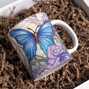 Handmade Blue Butterfly Coffee Mug | New 15oz Sublimated Coffee Mug
